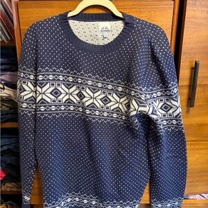 Navy and White Patterned Men's Sweater